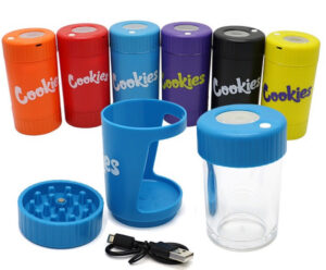 Large Cookies Glass 4 in 1 Jar and Grinders G-83