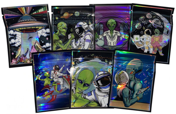 Alien Mylar Holographic Bags  100 Bags