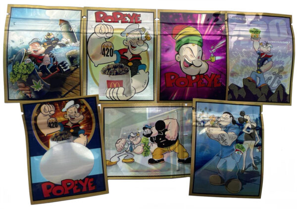 Popeye Mylar Holographic Bags  100 Bags